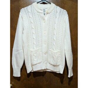 Vintage Chine Femme Button Down  Cardigan Women's Medium Cream Colored